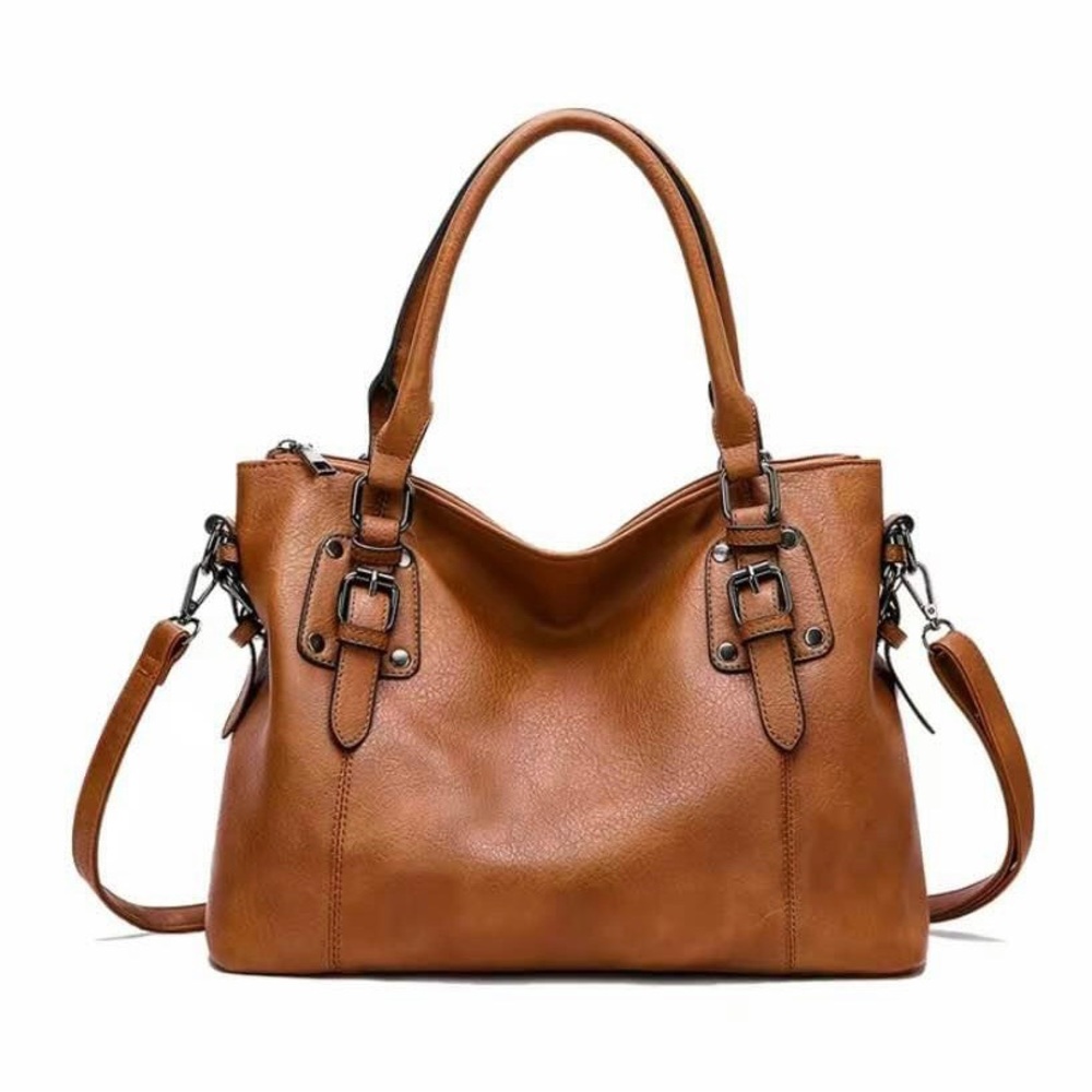 Brand New Brown Faux Leather Tote Bag